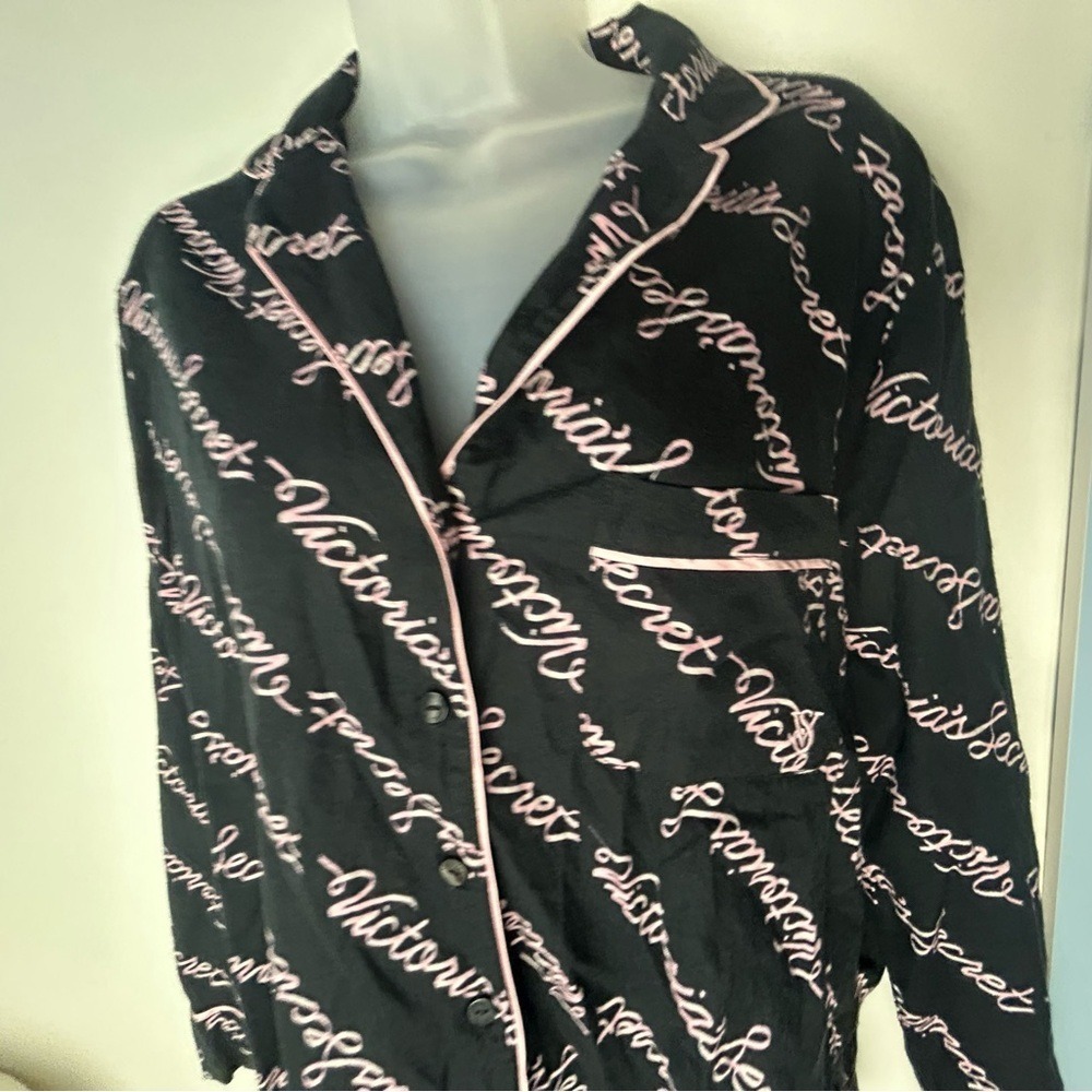 Victoria's Secret‎ Black & Pink Spell-out Logo Pajama Top S/P Short - Picture 5 of 13